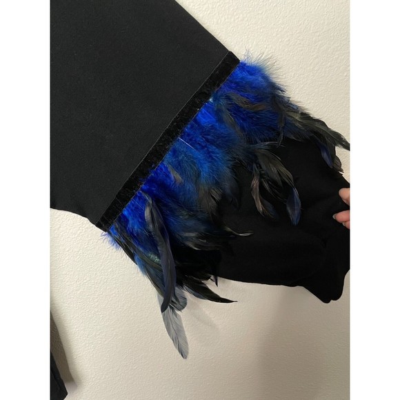 Zara Trafaluc Small Feather-Accent Sweater Black Blue  Oversized Balloon Sleeve - Picture 16 of 16